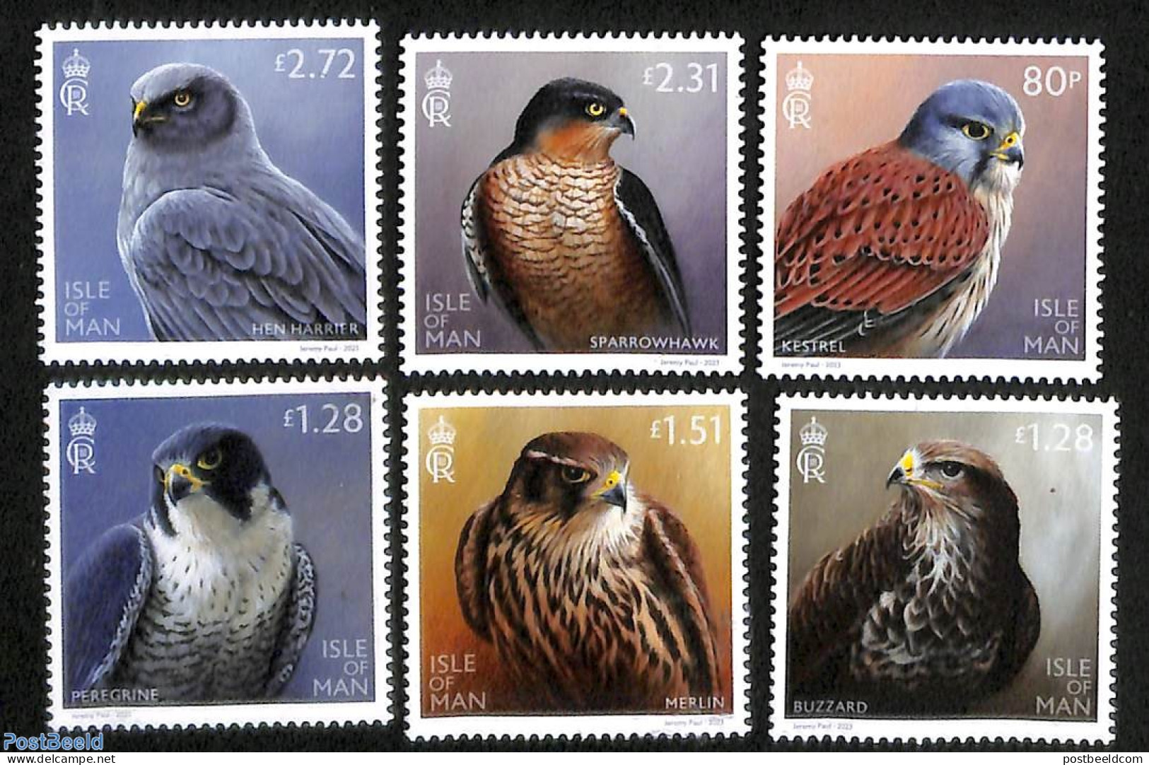 Isle Of Man 2023 Birds Of Prey 6v, Mint NH, Nature - Birds - Birds Of Prey - Isla De Man