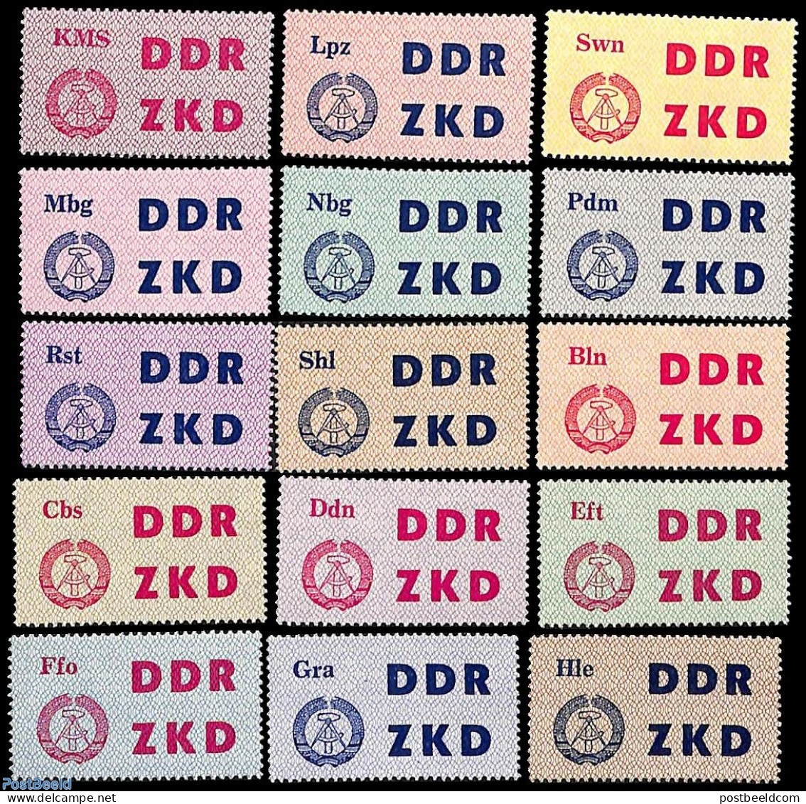 Germany, DDR 1963 ZKD Control Stamps 15v, Mint NH - Neufs