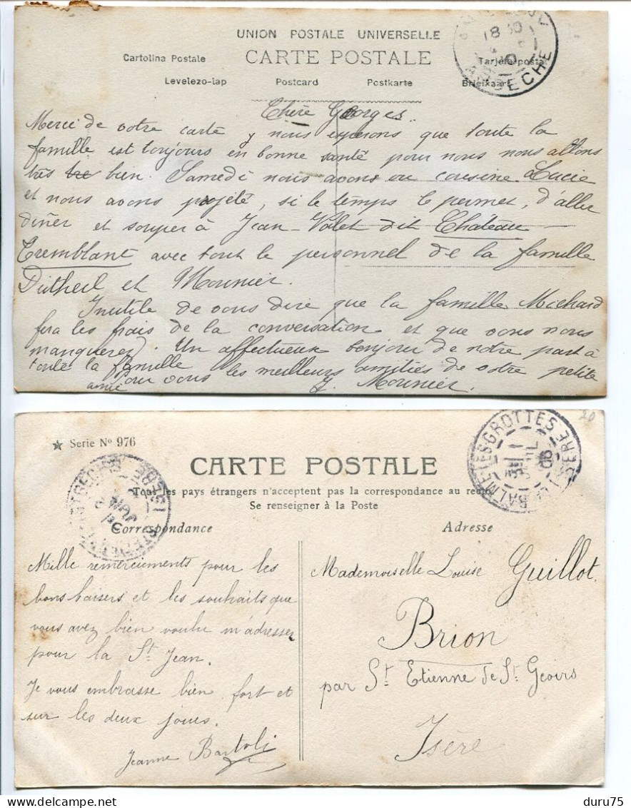 Militaria LOT 2 CPA Patriotiques Voyagé * FLEURS De FRANCE Femme Alsacienne Et Ses Enfants Et Au Poteau Frontière - Patriotiques