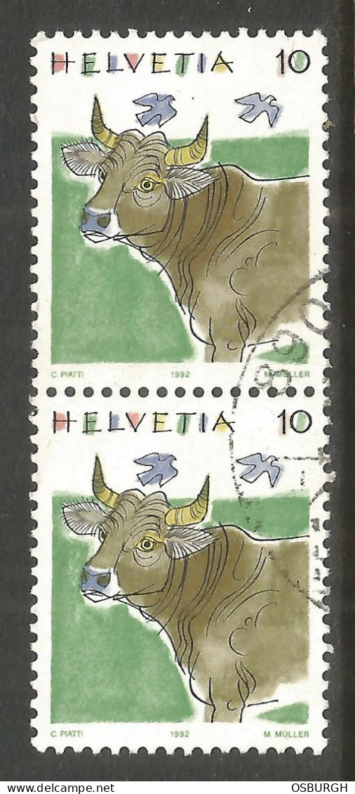 SWITZERLAND. 10c COWS USED PAIR. - Used Stamps