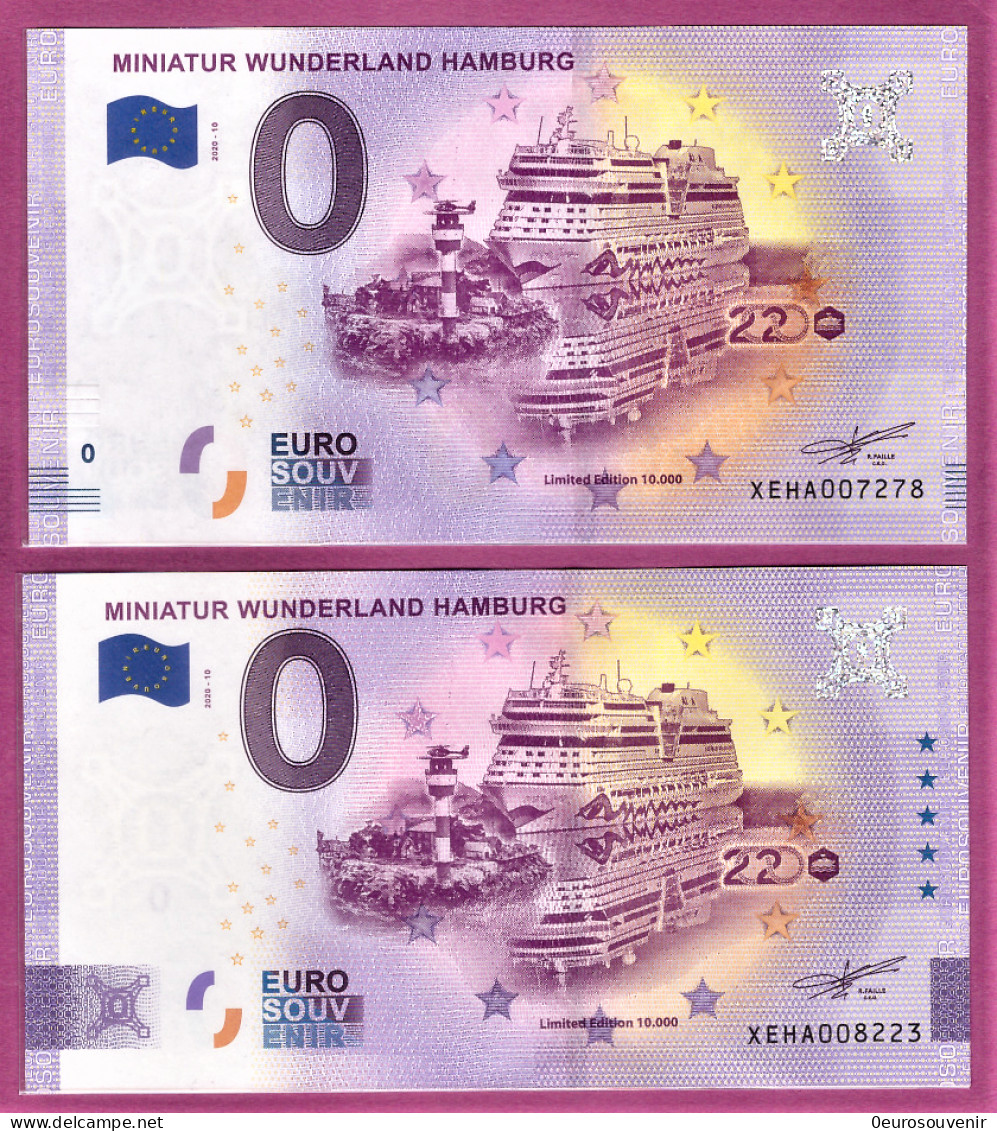 0-Euro XEHA 2020-10 MINIATUR WUNDERLAND HAMBURG - KREUZFAHRTSCHIFF Set NORMAL+ANNIVERSARY - Private Proofs / Unofficial