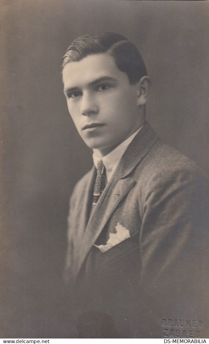 Pretty Young Gentleman In A Suit With A Tie Old Photo Postcard Gay Interest 1925 - Photographs