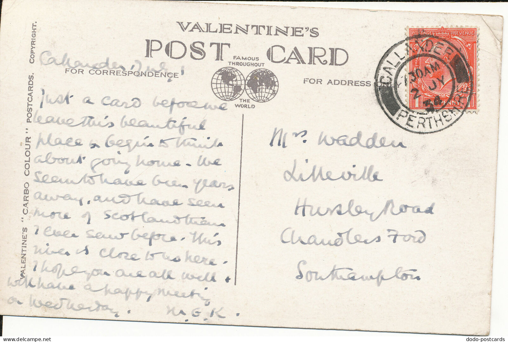 PC33138 Falls Of Leny. Callander. Valentine. Carbo Colour. 1934 - Monde