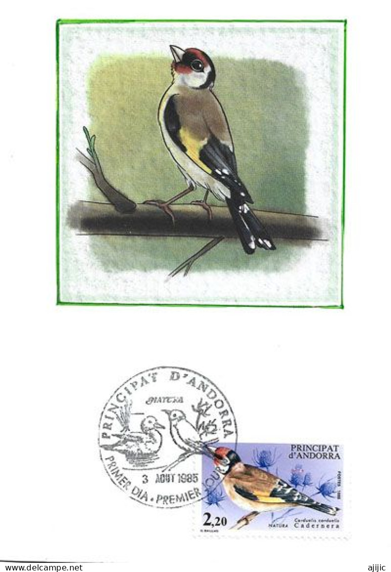 Le Chardonneret élégant, Oiseau De L'Andorre. (Liste Rouge Des Espèces Menacées) Carte-maximum ANDORRA - Sperlingsvögel & Singvögel