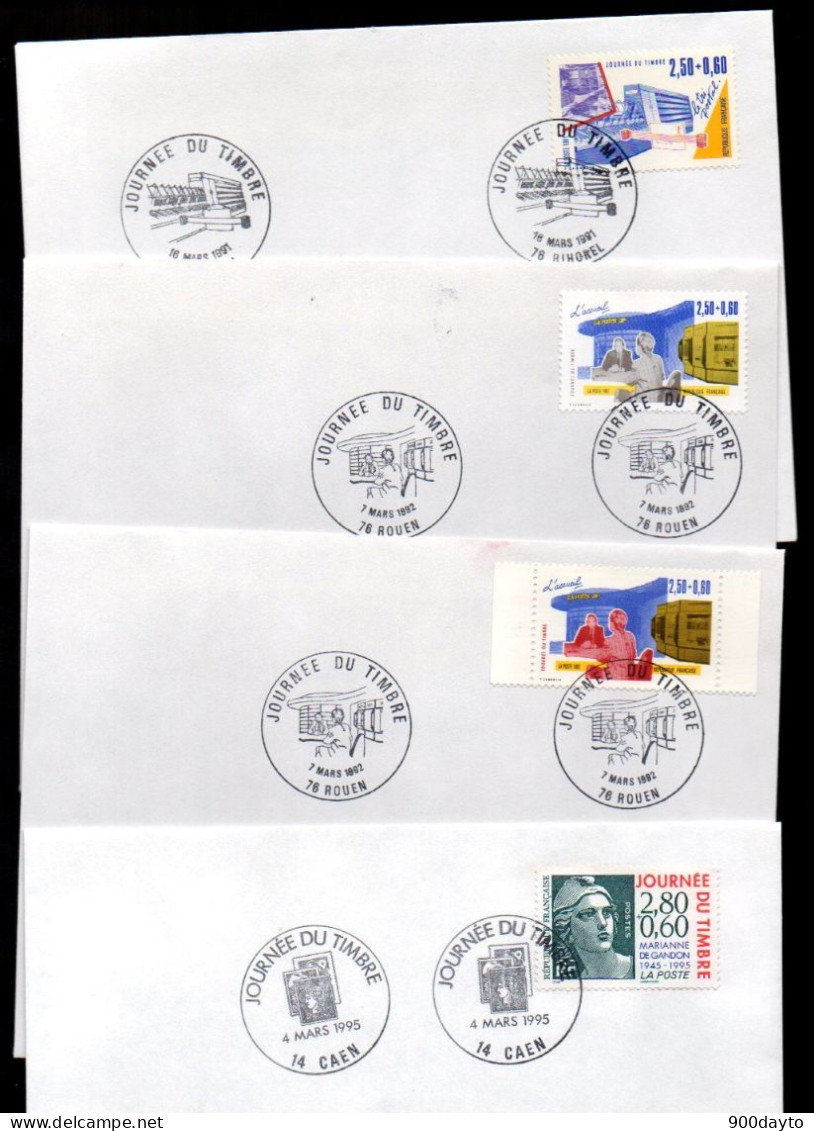 Enveloppes 1er Jour "Journée Et Fête Du Timbre". (Lot De 13 Enveloppes). - Commemorative Postmarks