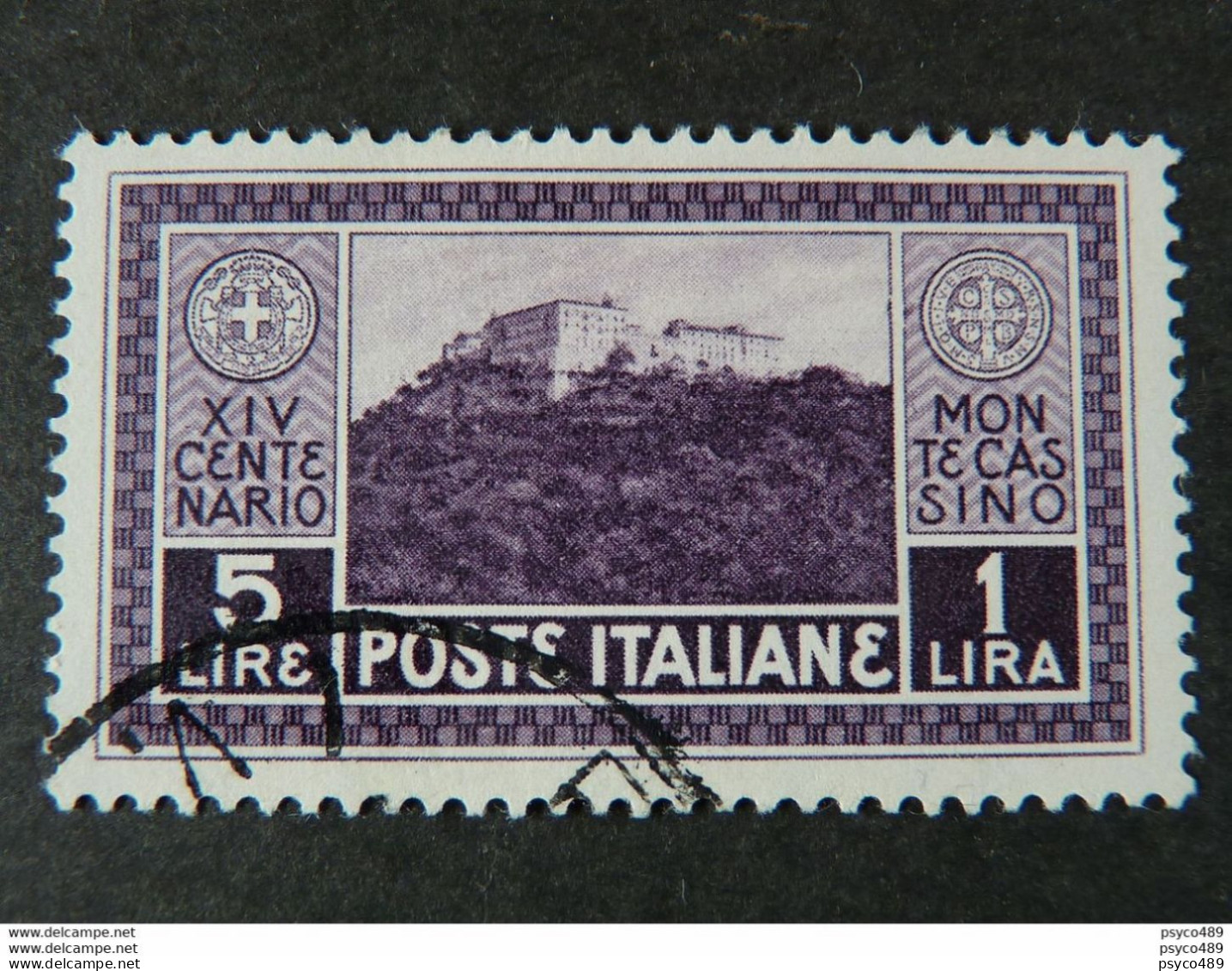 ITALIA Regno -1929- "Montecassino" L. 5+1 US* (descrizione) - Gebraucht