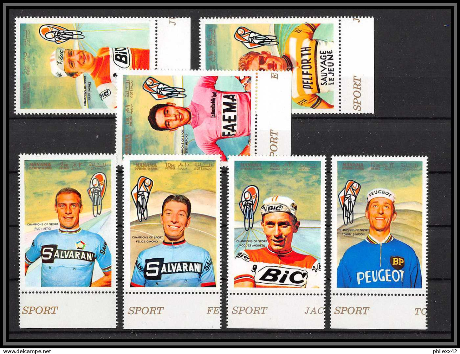 Manama - 3478b/ Bloc N°134/140 A Cycling Cyclisme Velo 1969 Anquetil Janssen Merckx Neuf ** MNH - Radsport