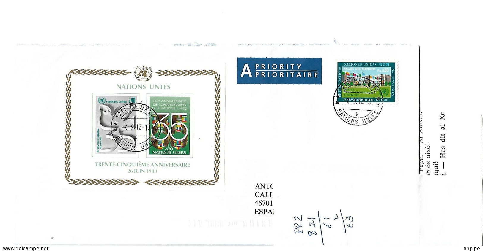 ONU. HISTORIA POSTAL - Covers & Documents