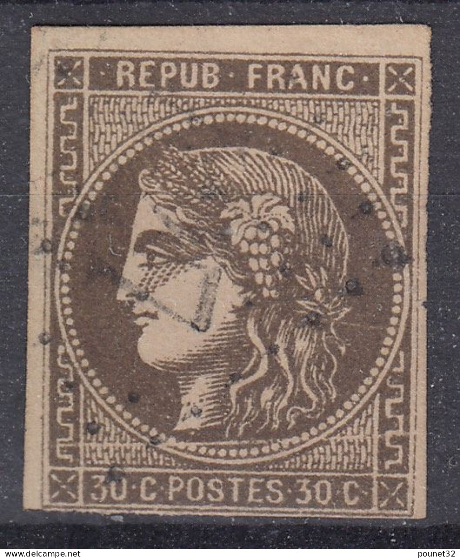 TIMBRE FRANCE BORDEAUX N° 47d BRUN FONCE OBLITERATION LEGERE - COTE 400 € - 1870 Bordeaux Printing