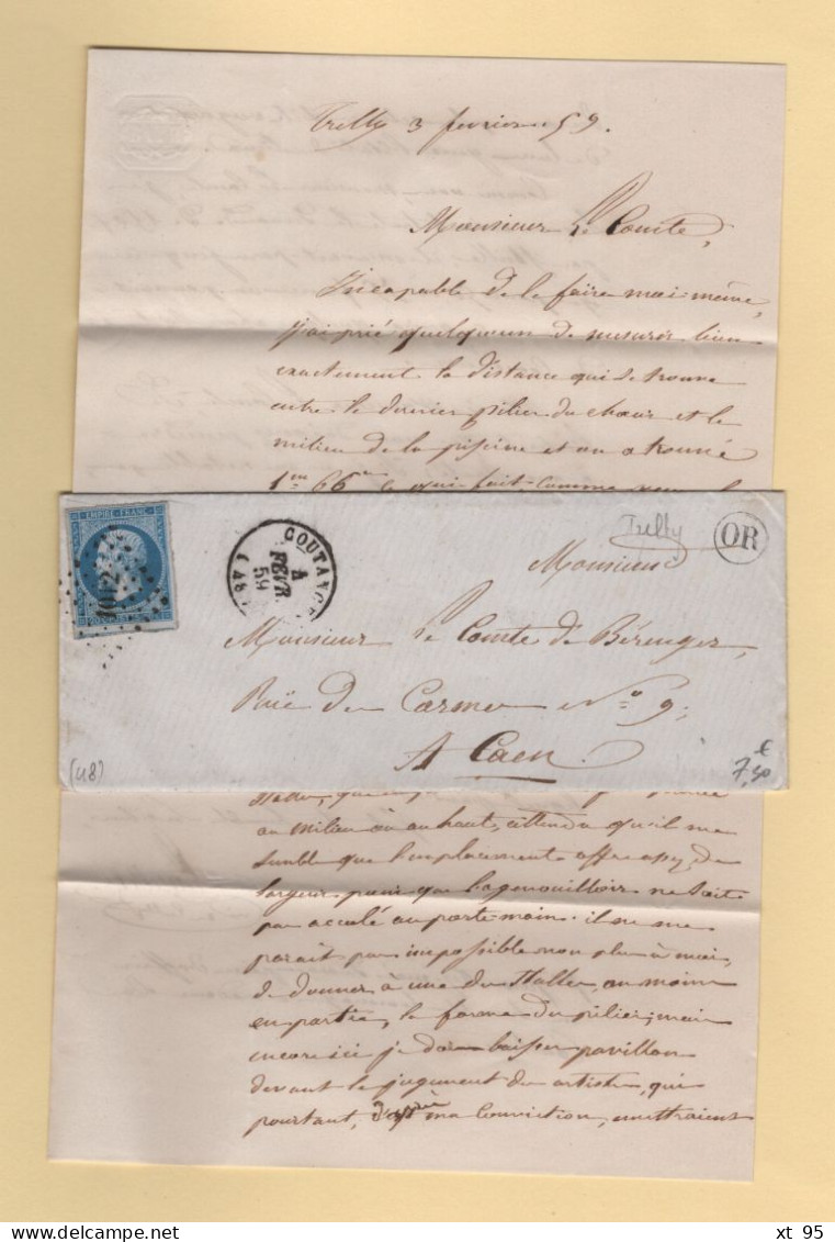 Coutances - 48 - Manche - 1859 - OR Originie Rurale - Courrier De Trelly - 1849-1876: Période Classique