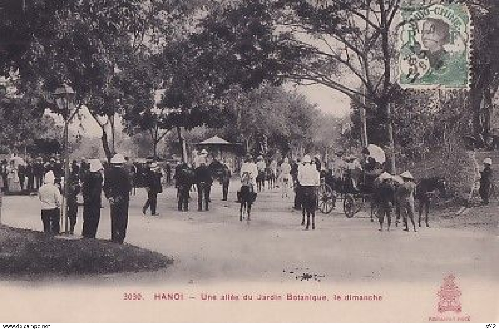 HANOI                          UNE ALLEE DU JARDIN BOTANIQUE. LE DIMANCHE    + TIMBRE - Viêt-Nam