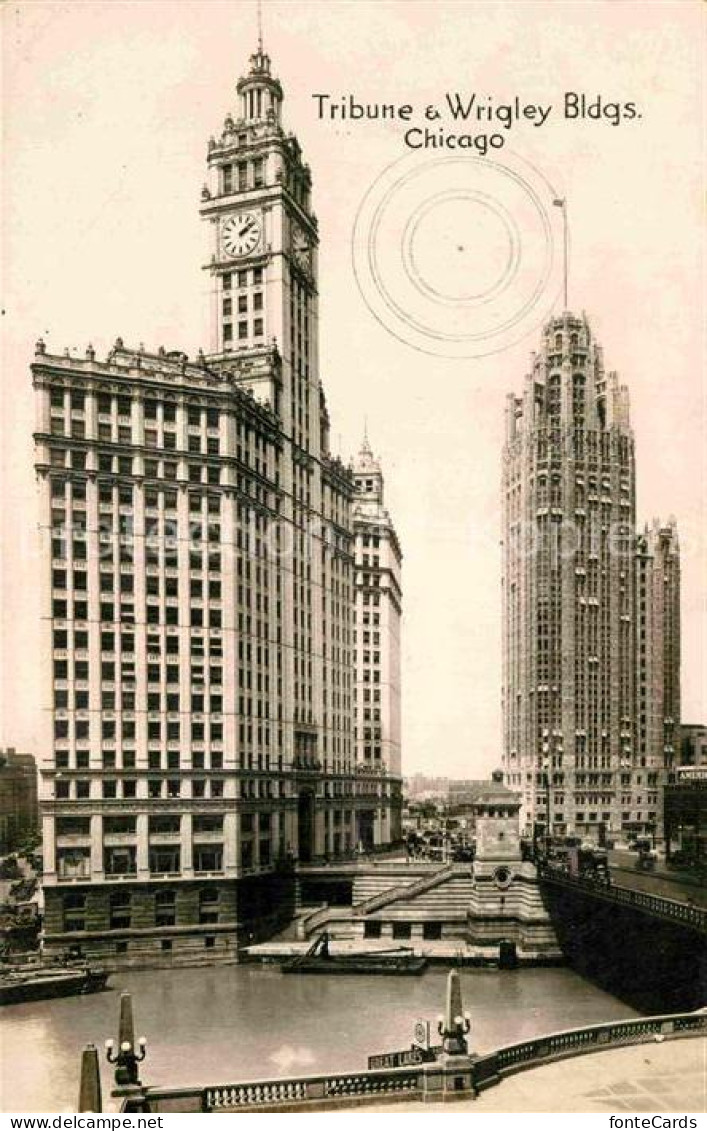 72822473 Chicago_Illinois Tribune And Wrigley Buildings Skyscrapers - Sonstige & Ohne Zuordnung