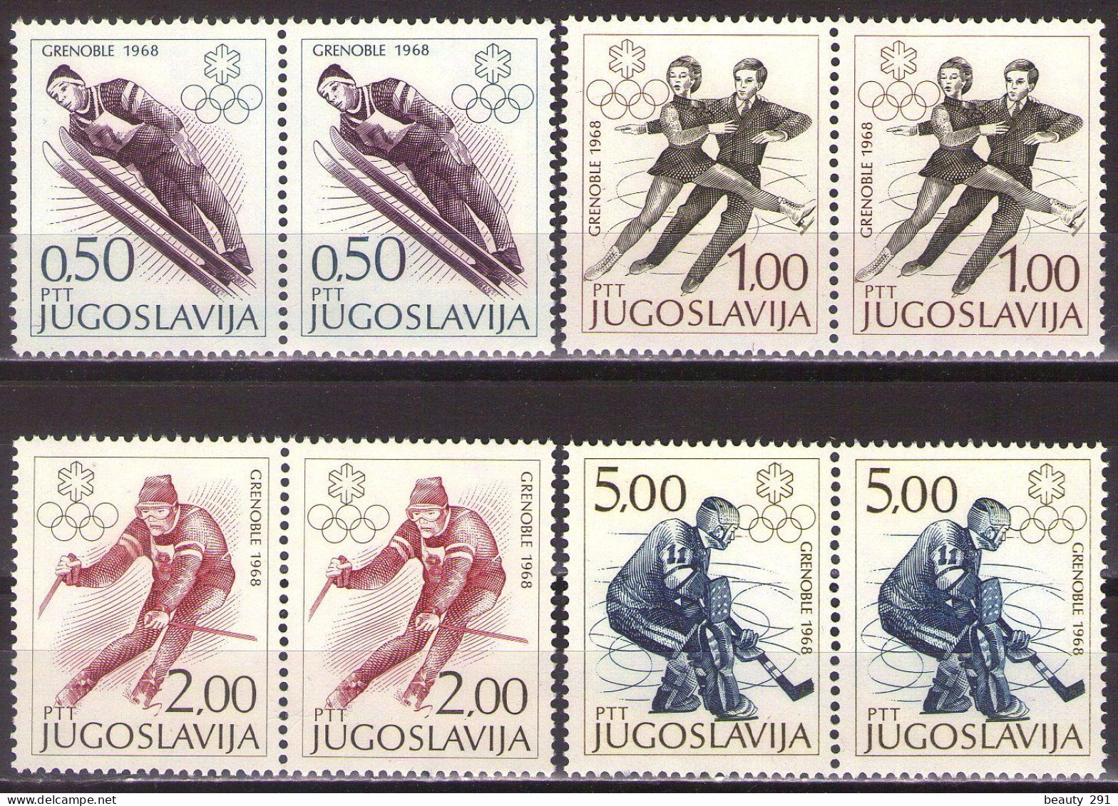 Yugoslavia 1968 - Sport, Winter Olimpic Games In Grenoble - Mi 1262-1265 - MNH**VF - Neufs