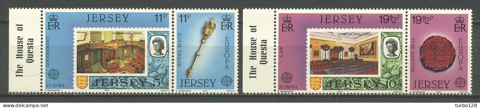 JERSEY 1983 N° 293/296 ** Neufs MNH Superbes C Sceau 4 €  EUROPA Oeuvres Génie Humain Timbres Sur Timbre Loi - Jersey