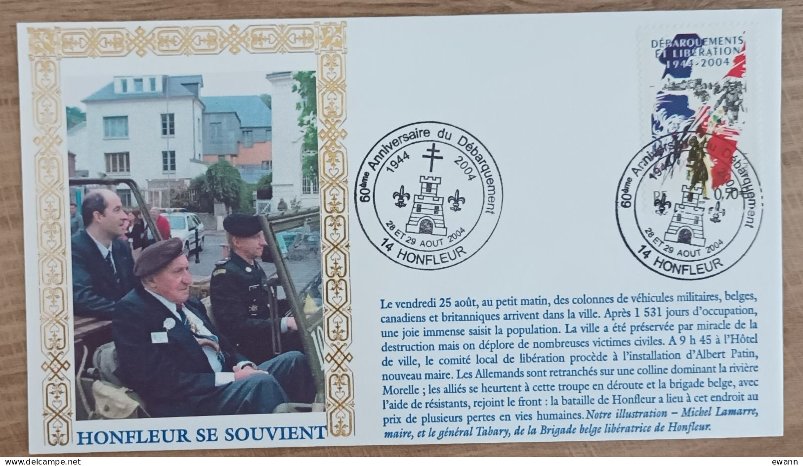 YT N°3675 - 60e ANNIVERSAIRE DU DEBARQUEMENT - HONFLEUR  - 2004 - Storia Postale