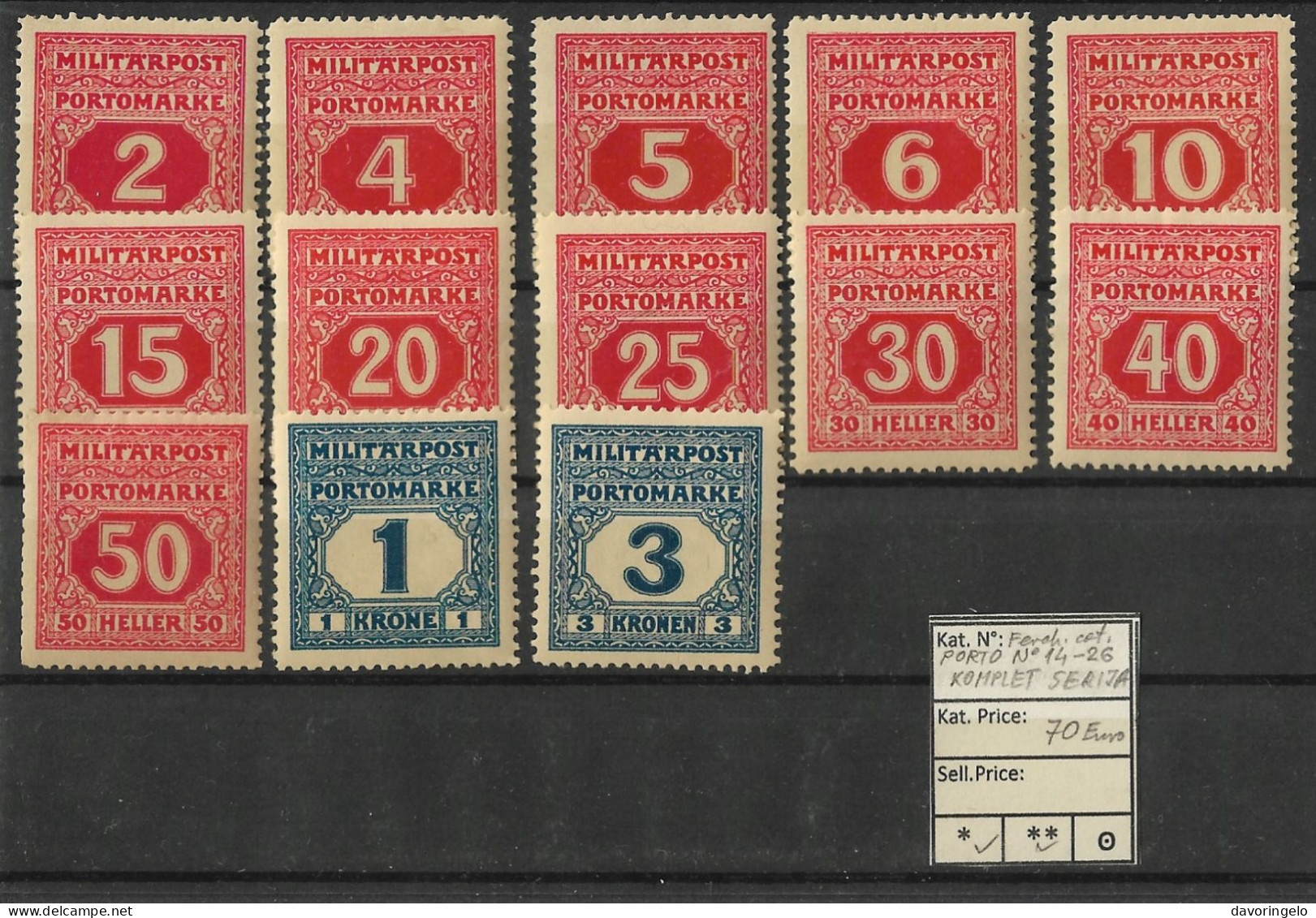 Bosnia-Herzegovina/Austria-Hungary, 1916 Year, PORTO, SET 14-26, (*/**) - Bosnia Erzegovina