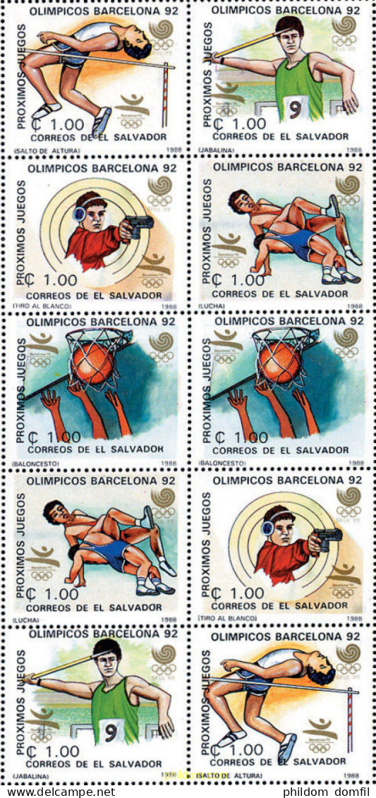 9762 MNH EL SALVADOR 1988 24 JUEGOS OLIMPICOS VERANO SEUL 1988 - 25 JUEGOS OLIMPICOS VERANO BARCELONA 1992 - El Salvador