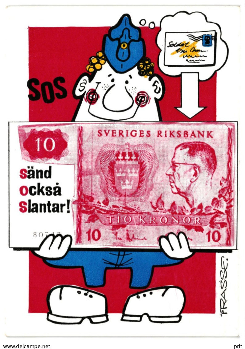 SOS Also Send Pennies! Sänd Också Slantar Frasse 1970s Unused Military Humor Postcard Simonsons Tryckeri Göteborg Sweden - Sweden