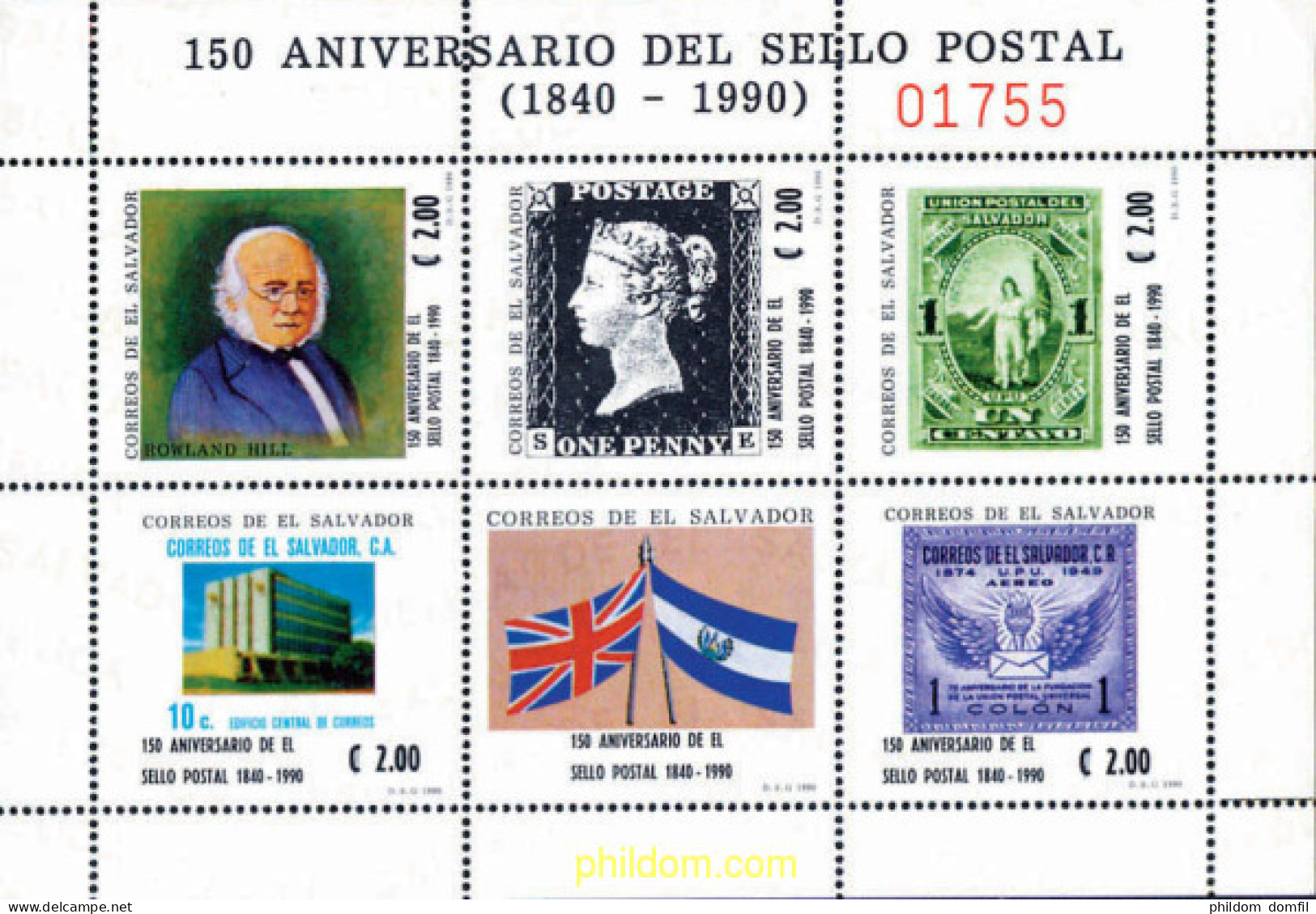 359138 MNH EL SALVADOR 1990 150 ANIVERSARIO DEL PRIMER SELLO - El Salvador