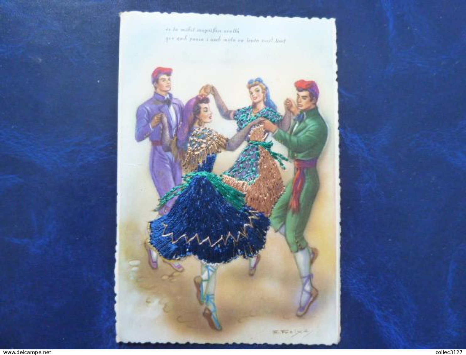 Lot de 7 cartes brodées sur le thème du Flamenco - Espagne - voir toutes les photos