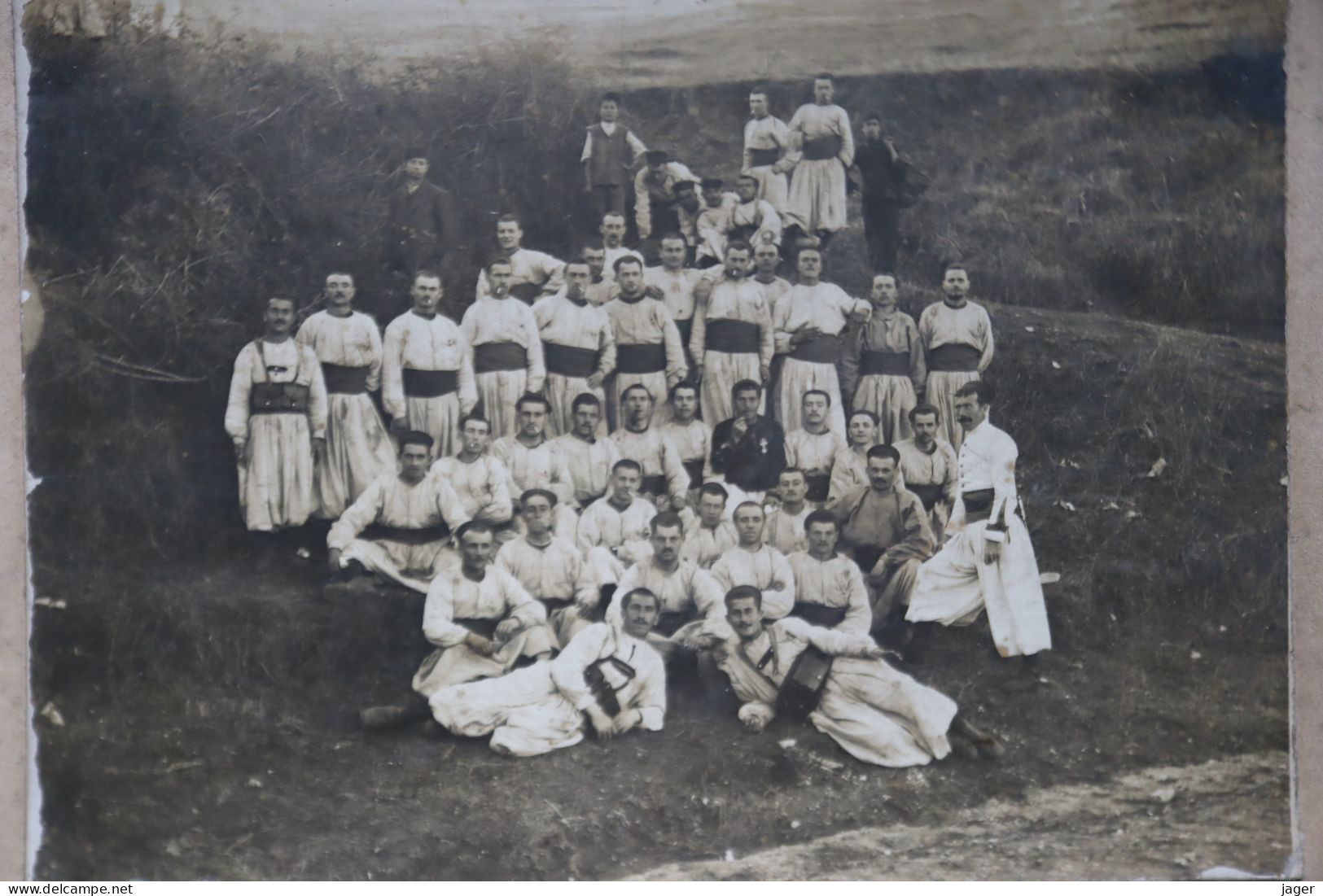 1900 Les Zouaves Tenue De Combat Photo De Groupe - Guerre, Militaire