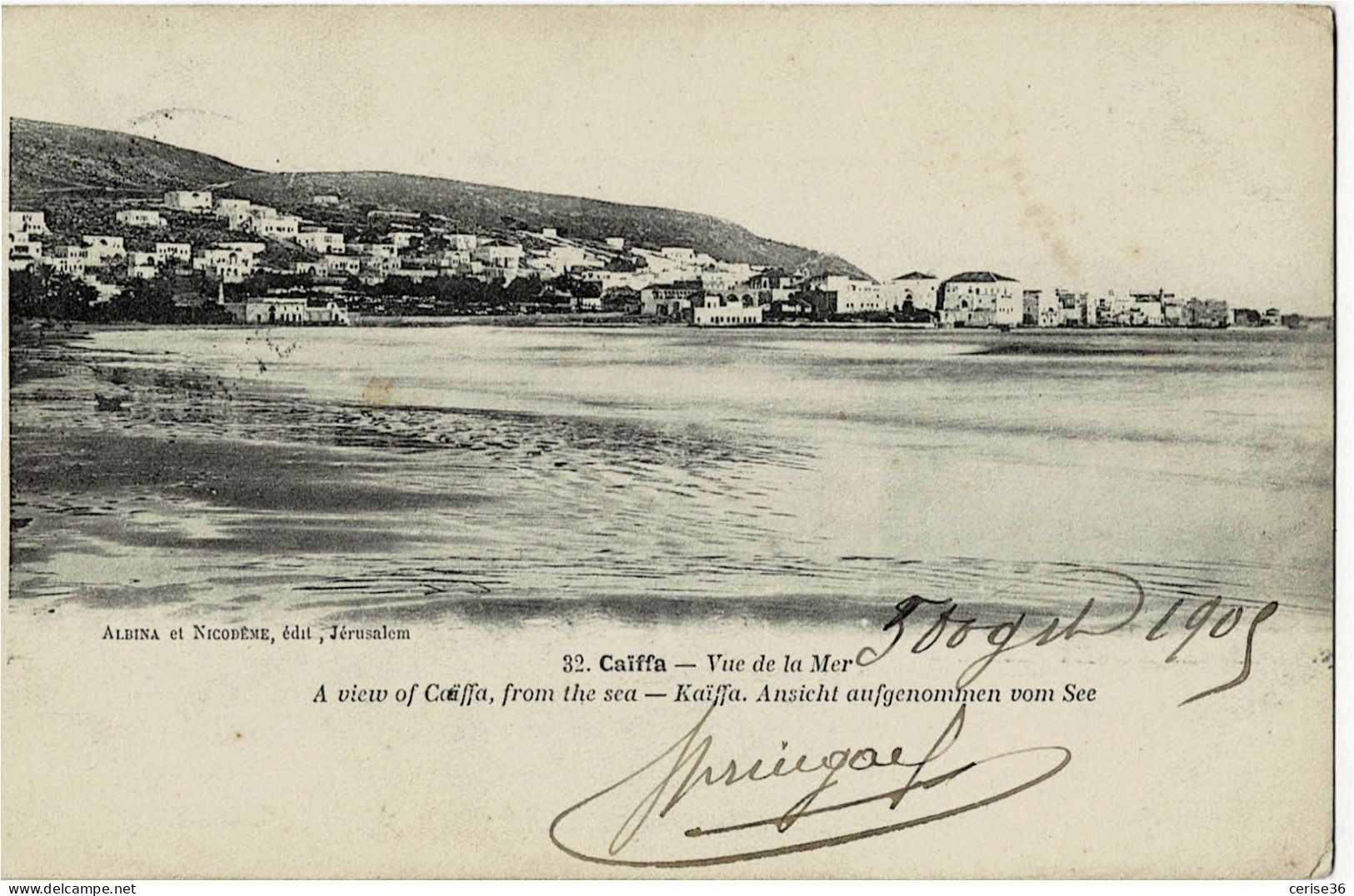 Caïffa Vue Sur La Mer Circulée En 1905 - Israel