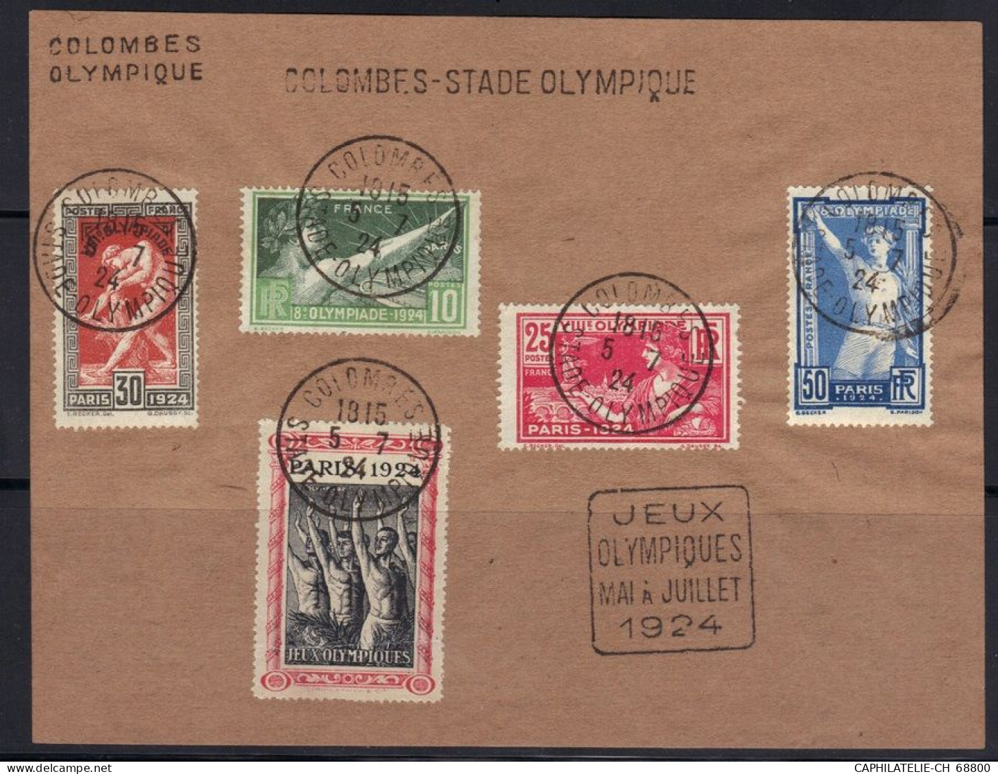 FRANCE- Série De 1924 (Y&T 183 à 186) + Vignette, Sur Feuillet- J.O Mai à Juillet 1924 - Zomer 1924: Parijs