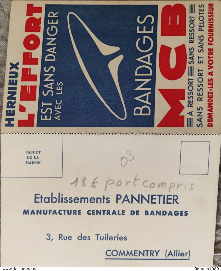 Commentry Ets Panetier Bandages Bulletin De Commande - Commentry