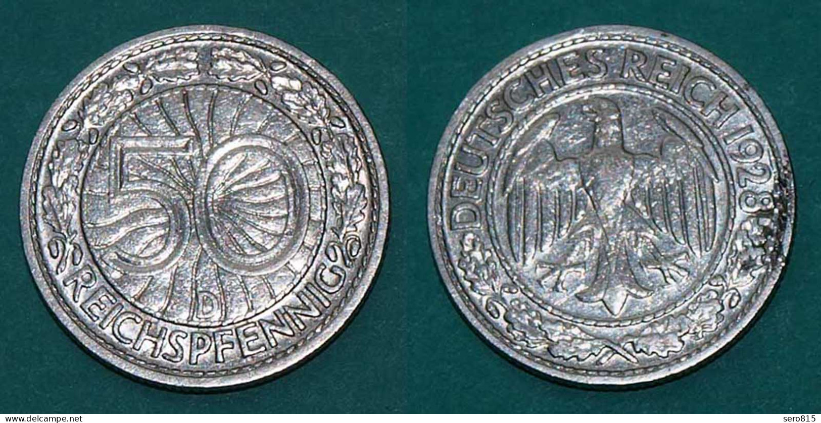 50 Reichpfennig 1928 D Deutsches Reich Weimar - Jäger 324   (18413 - 50 Renten- & 50 Reichspfennig