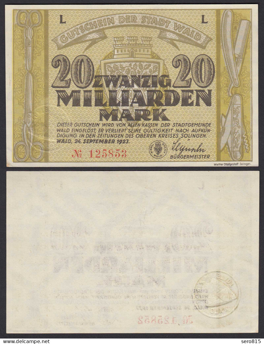 Rheinland - Stadt Wald Solingen 20 Milliarden Mark 1923 Gutes XF  (19603 - Andere & Zonder Classificatie