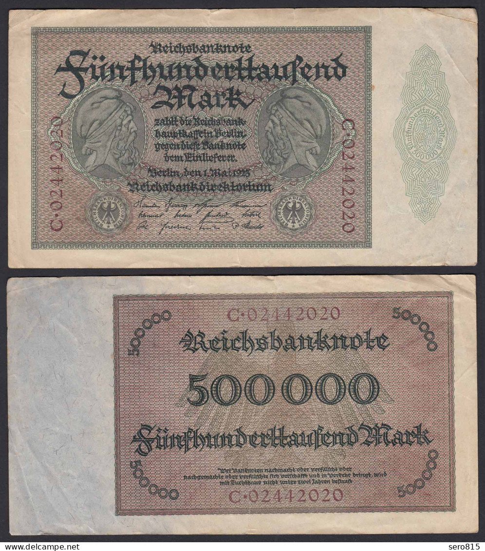 Reichsbanknote - 500000 500.000 Mark 1923 Ros. 87b  F/VF Pick 88a  (19662 - Andere & Zonder Classificatie