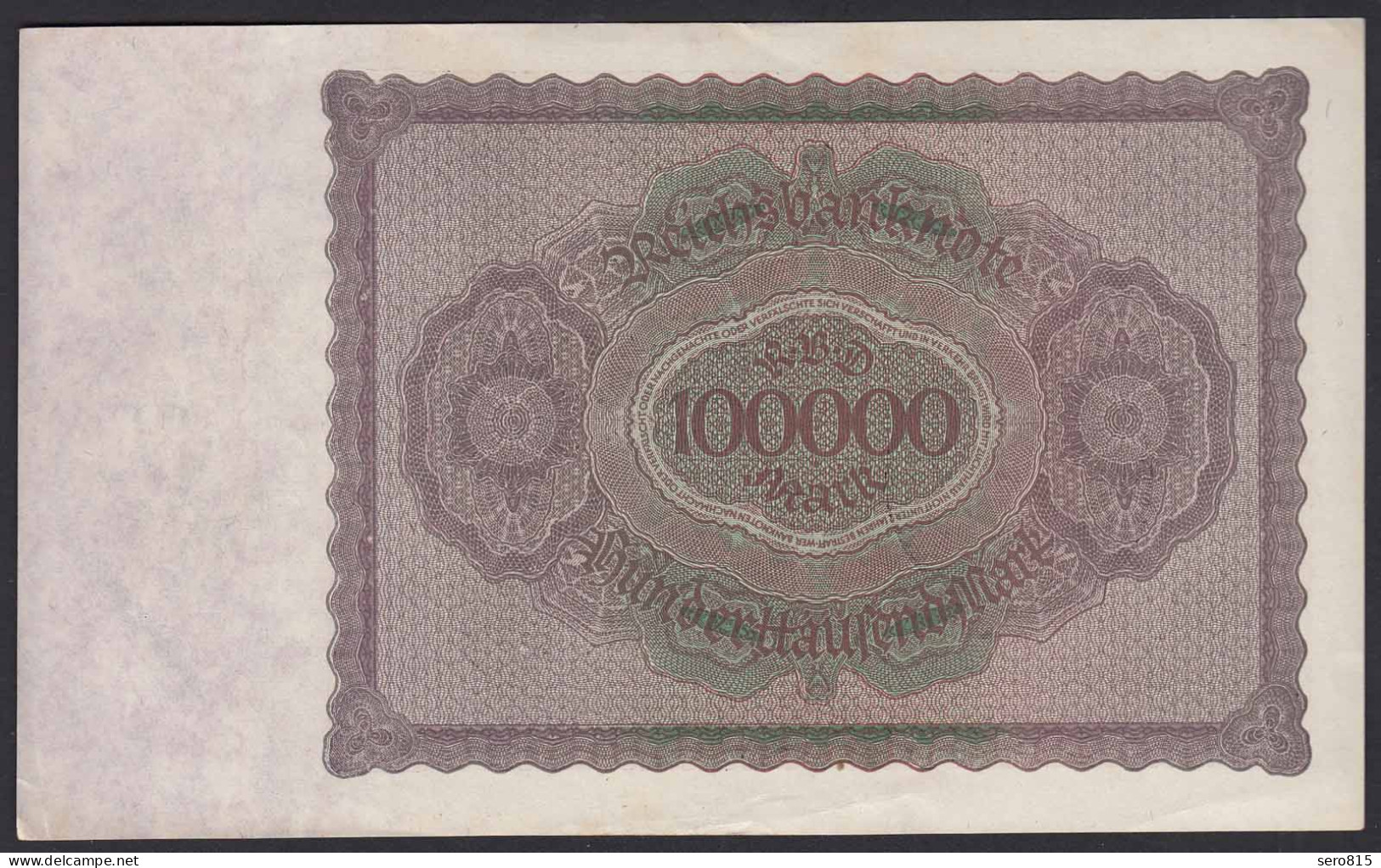 Reichsbanknote - 100000 100.000 Mark 1923 Ros. 82d Pick 83 XF   (19654 - Andere & Zonder Classificatie