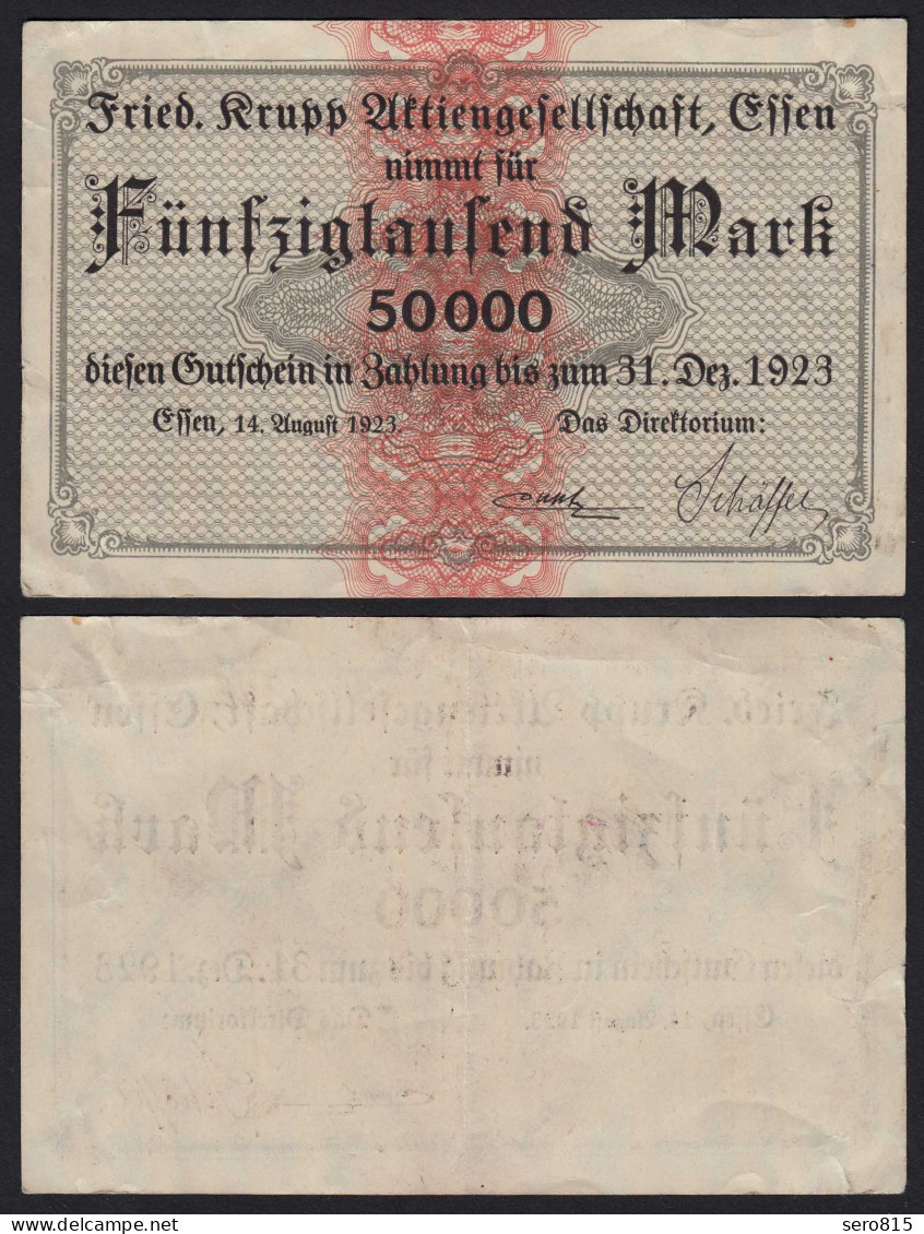 Krupp Essen 50 Tausend Mark Gutschein/Banknote 1923 VF  (19990 - Autres & Non Classés