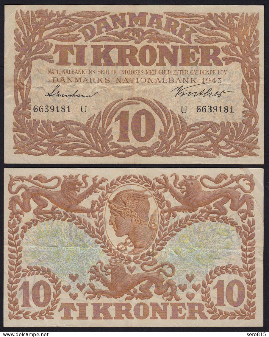 DÄNEMARK - DENMARK 10 KRONOR 1943 VF  Pick 31o    (19856 - Dänemark