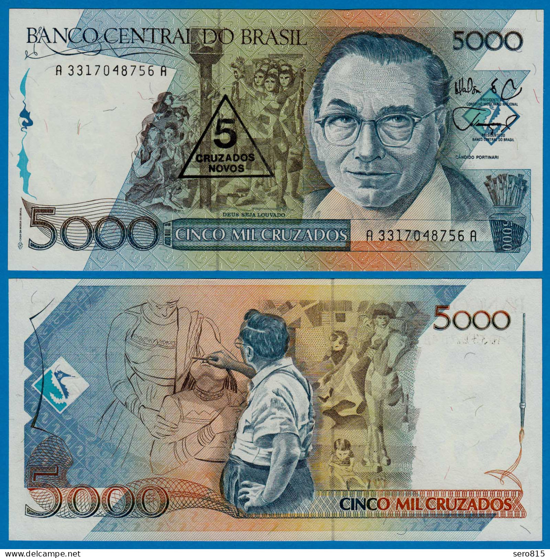 Brasilien - Brazil 5 Cruzados Novo Banknote Überdruck 1989 Pick 217a UNC   - Andere - Amerika