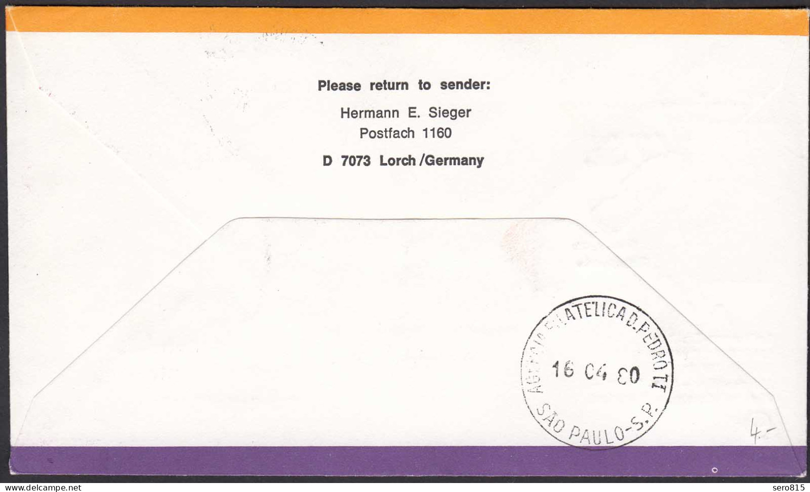 Lufthansa Erstflug LH 507 Montevideo-Sao Paulo-Rio-Frankfurt 1980 (20518 - First Flight Covers