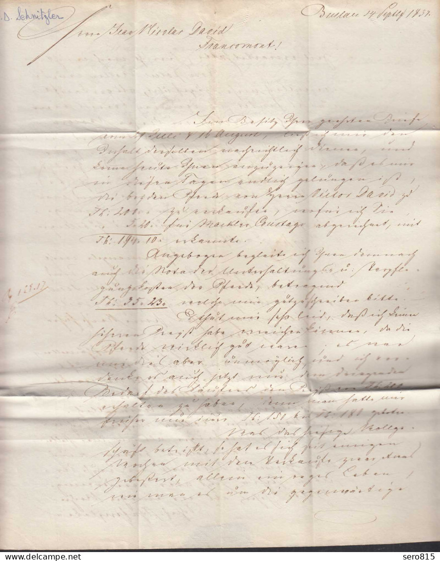 1837 Altbrief BRESLAU ALLEMAGNE PAR HERVE Nach VERVIERS Belgien Mit Inhalt - Other & Unclassified