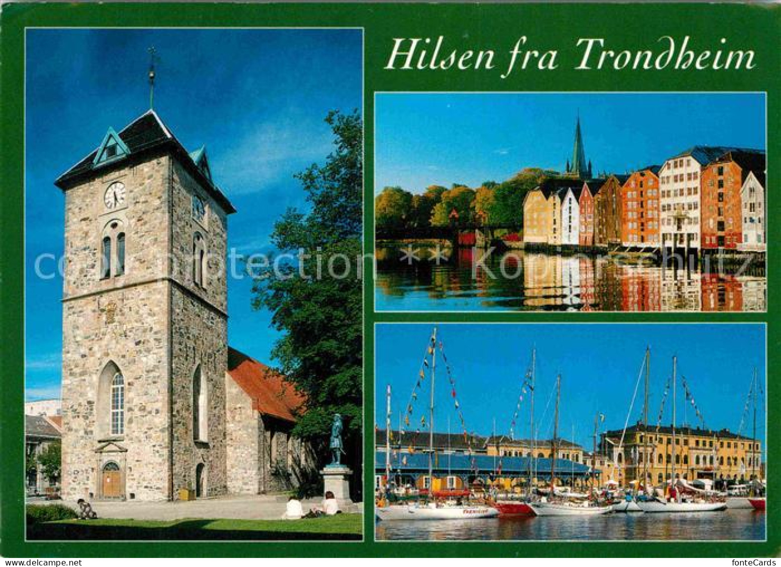 72800855 Trondheim Turm Haeuserpartie Am Wasser Hafen Segelyachten Trondheim - Norvegia