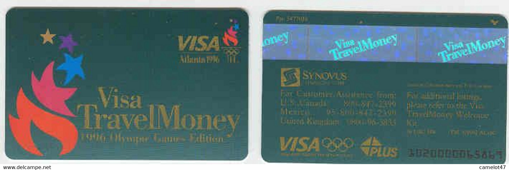 Visa Travel Money, Atlanta 1996, No Value, Mint Condition # Visatm-1 - Krediet Kaarten (vervaldatum Min. 10 Jaar)