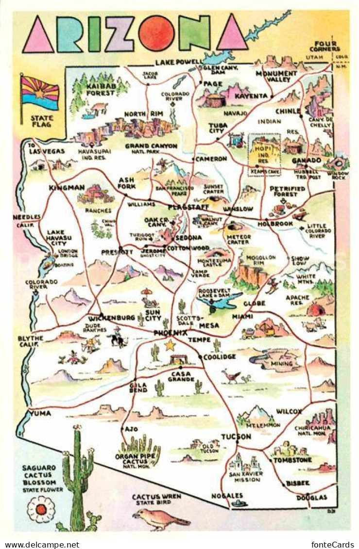 72798880 Phoenix Arizona Grand Canyon State Arizona Map Landkarte Phoenix Arizon - Other & Unclassified