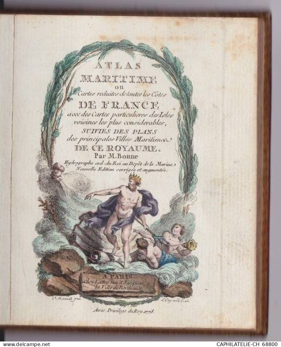ATLAS MARITIME 1778 - Cartes Réduites des Côtes de France, des Isles voisines suivies des Plans - Corse, Jersey...