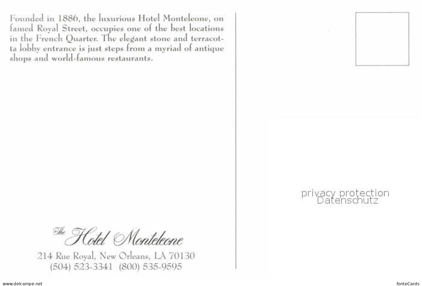 72795857 New_Orleans_Louisiana Hotel Monteleone Eingang  - Altri & Non Classificati
