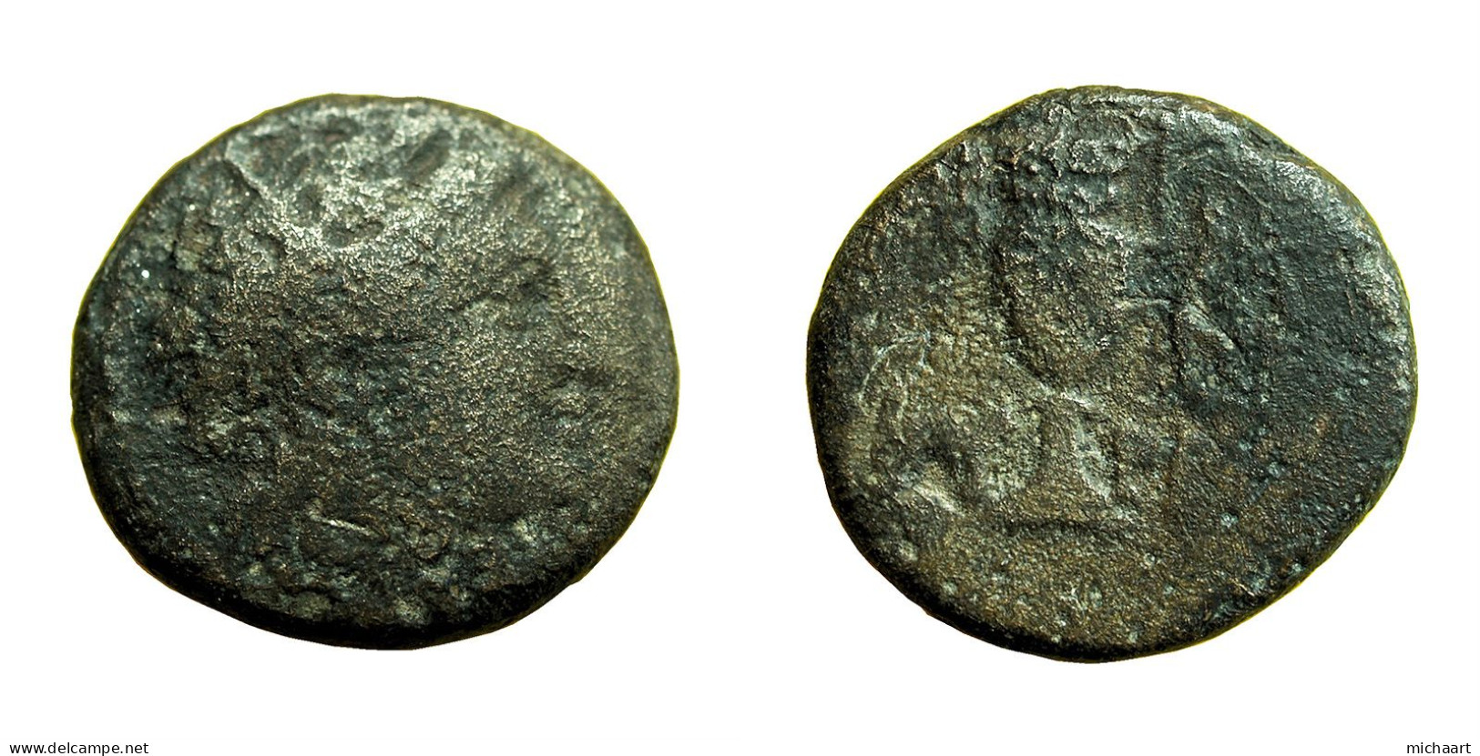 Ancient Greek Coin Myrina Aeolis AE15mm Apollo / Amphora 01840 - Griechische Münzen