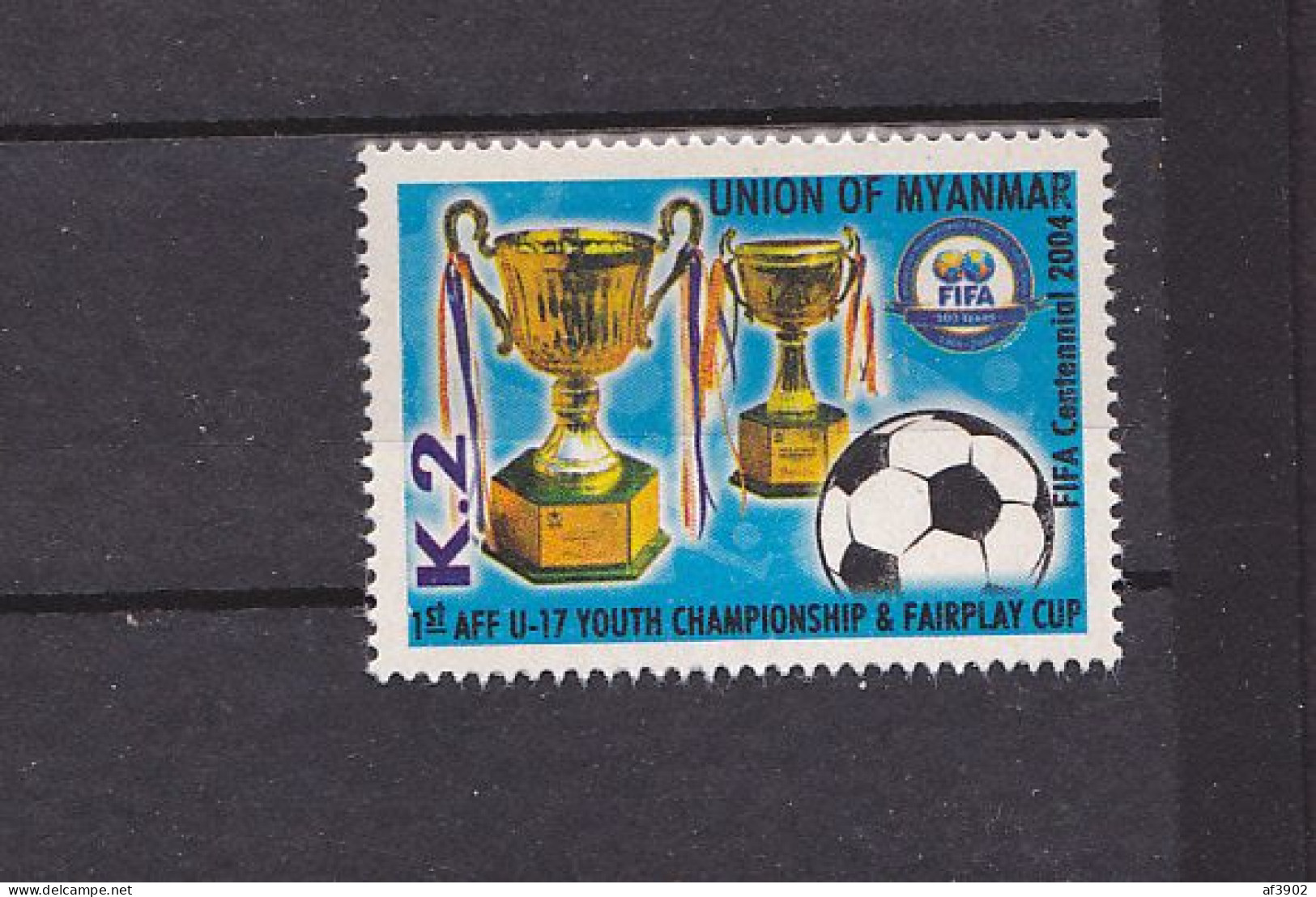 BURMA/MYANMAR STAMP 2004 ISSUED INTL SOCCER COMMEMORATIVE SINGLE, MNH - Myanmar (Birma 1948-...)