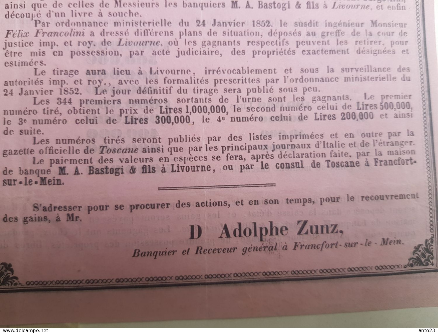 Autorisation De Mise En Vente Château Seigneurial Par Son Altesse Impériale Le Duc De Toscane En 1852 - Documents Historiques