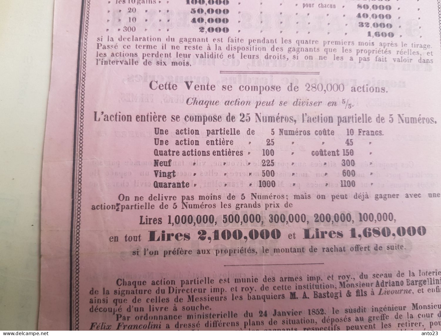 Autorisation De Mise En Vente Château Seigneurial Par Son Altesse Impériale Le Duc De Toscane En 1852 - Historische Documenten