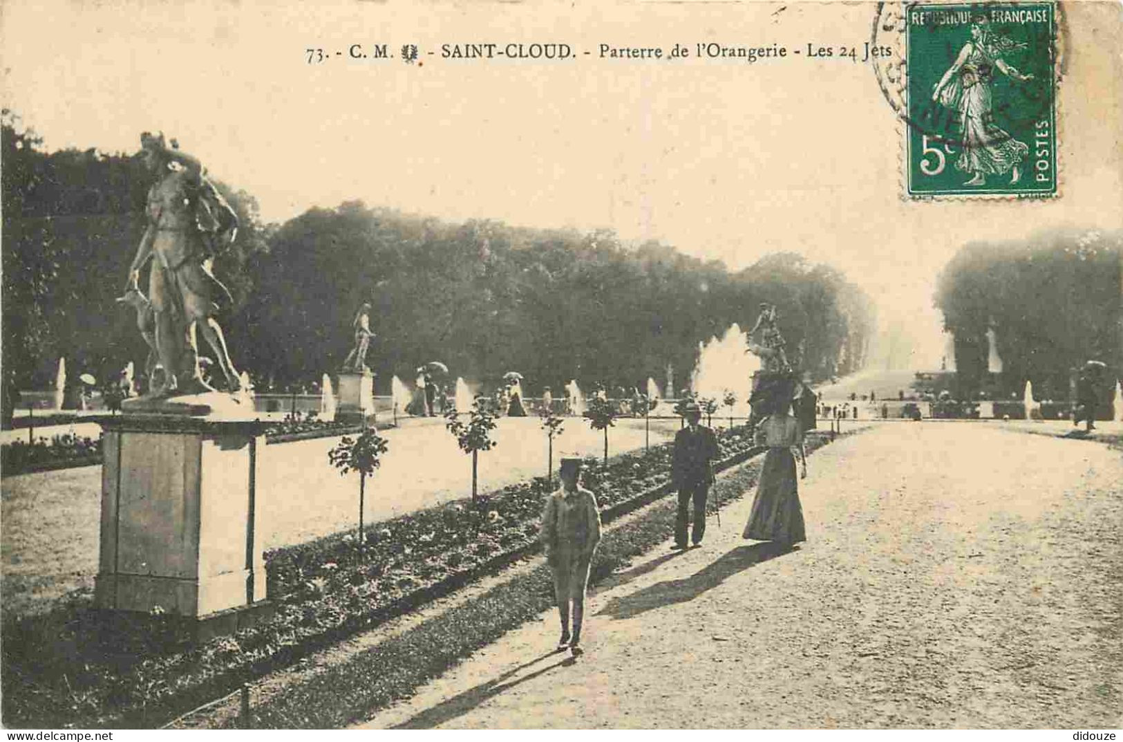 92 - Saint Cloud - Parterre De L'Orangerie - Animée - CPA - Oblitération Ronde De 1908 - Voir Scans Recto-Verso - Saint Cloud