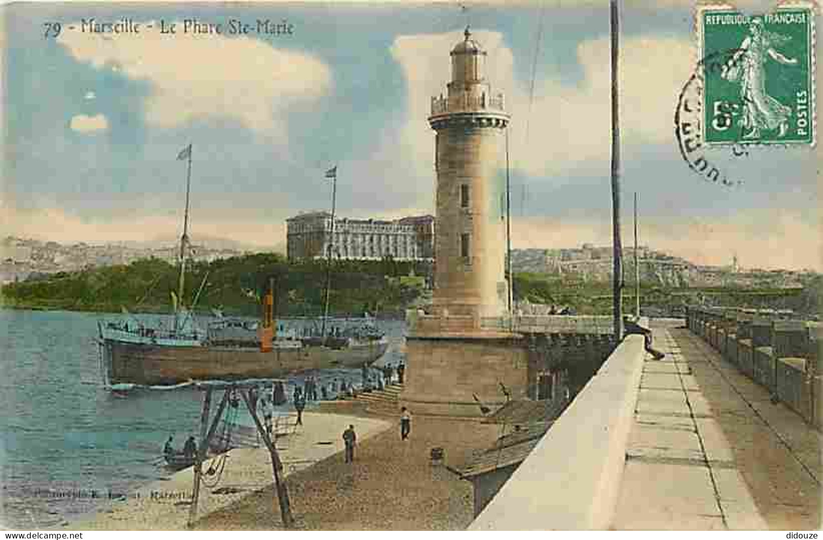 13 - Marseille - Le Phare Sainte Marie - Animée - Colorisée - Oblitération Ronde De 1908 - Etat Léger Pli Visible - CPA  - Unclassified