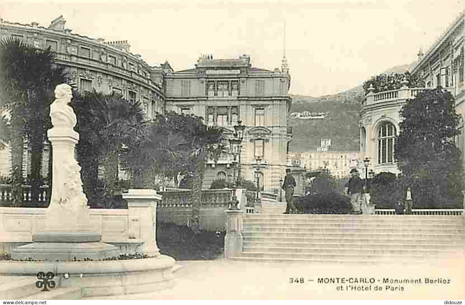 Monaco - Monte Carlo - Monument Berlioz Et L'Hotel De Paris - Animée - CPA - Voir Scans Recto-Verso - Otros & Sin Clasificación