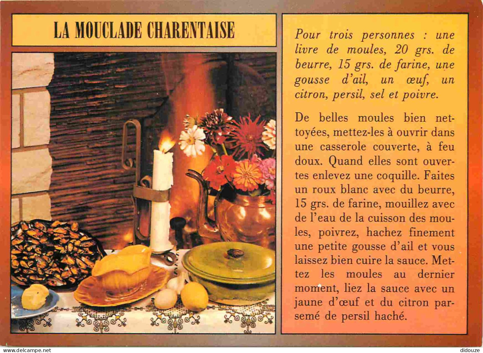 Recettes De Cuisine - Mouclade Charentaise - Gastronomie - CPM - Carte Neuve - Voir Scans Recto-Verso - Recettes (cuisine)